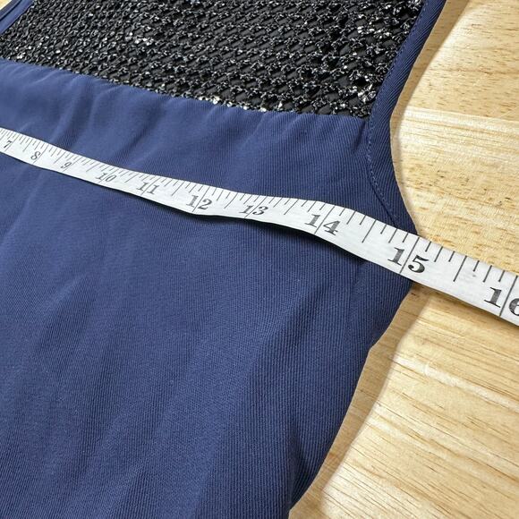 AX Armani Exchange Asymmetrical Rhinestone Top Navy Women's Size XS NWOT FLAW - Picture 10 of 11